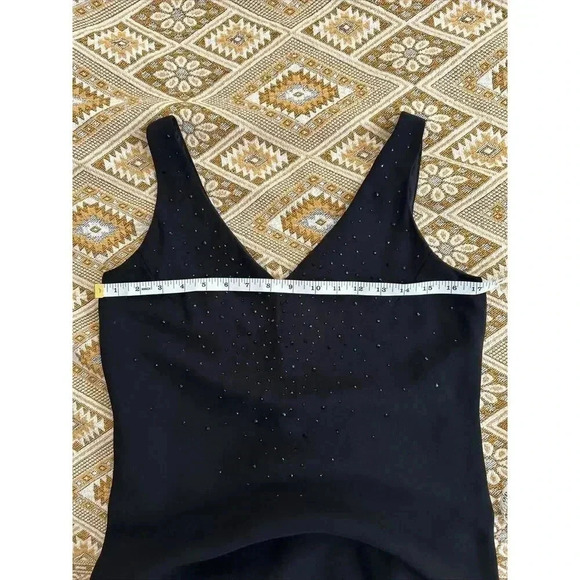 Vintage 90s Jones New York Rhinestone LBD Evening Bias Cut Black Maxi Dress 8 - Picture 15 of 16